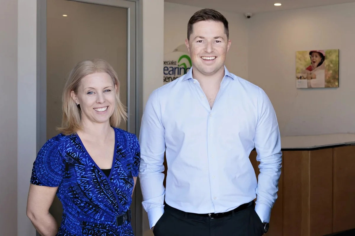 Audiologists Chris van Wijngaarden and Dayle Hensman, the clinic's certified Lyric providers, at Specialist Hearing Services.